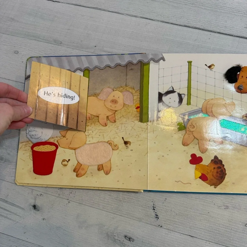 Usborne‎ Animal Hide-and-Seek Touchy-Feely Farmyard Tales Lift Flap Book